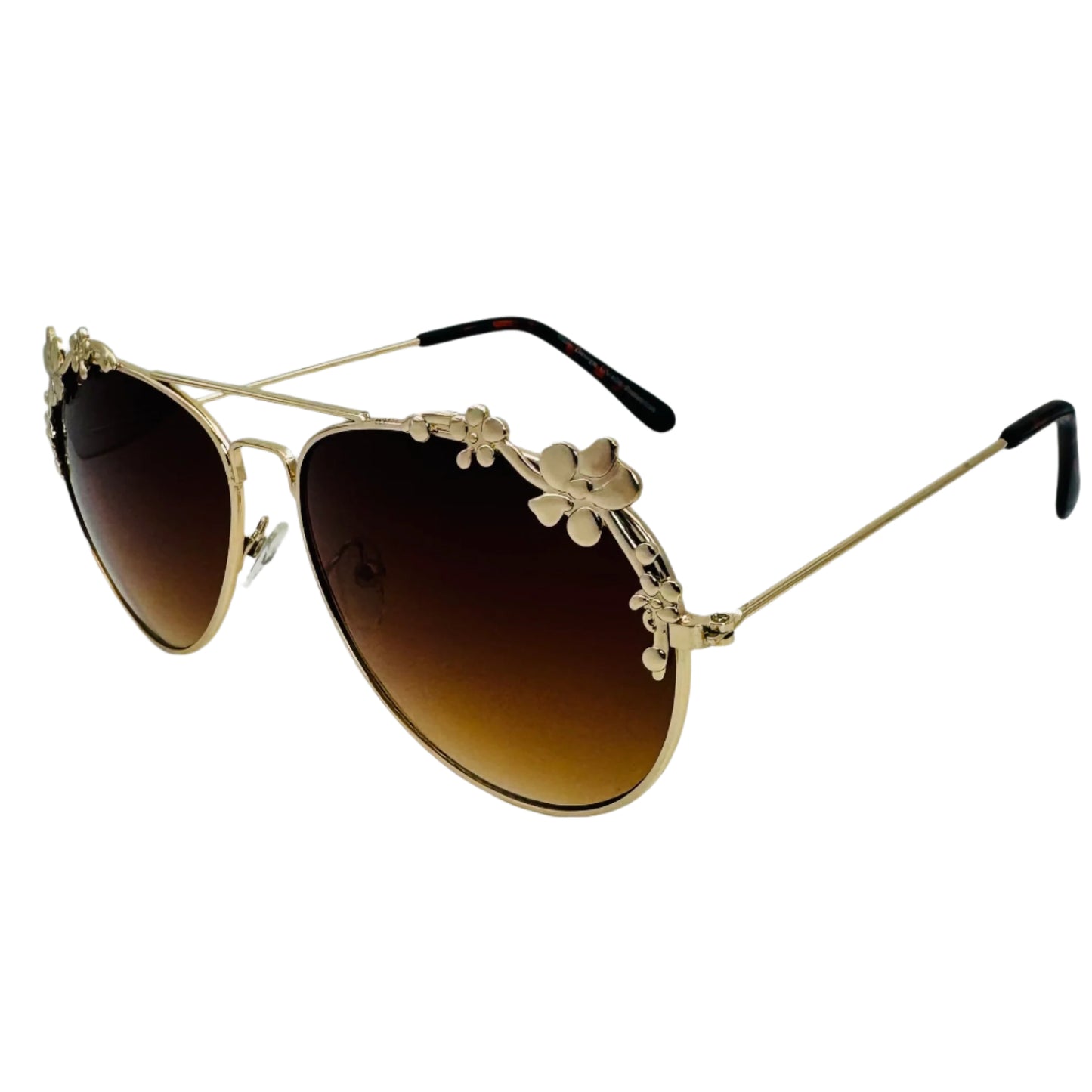 Gold/Brown Floral Aviator Sunglasses