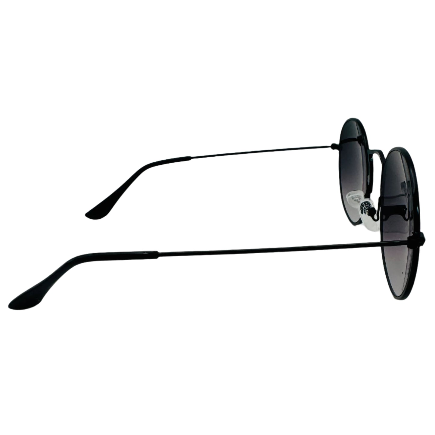 Black Lens Retro Circle Sunglasses with Unique Nose Bridge