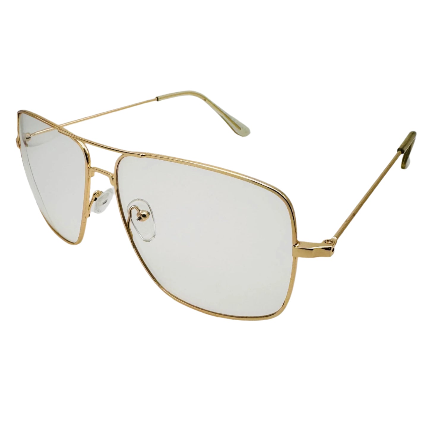 Gold Clear Lens Square Glasses - Non Prescription