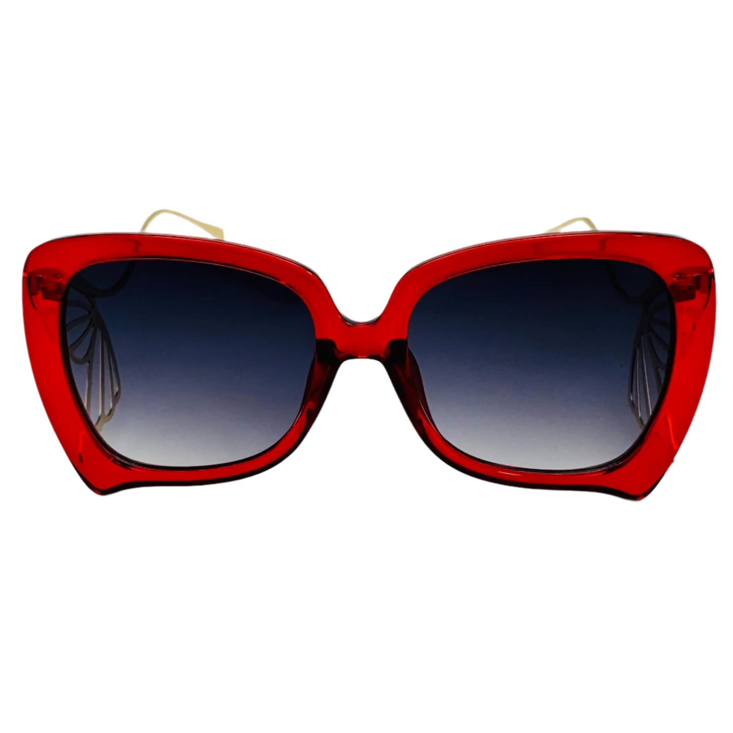 Red/Gold Ladies Sunglasses with Wing Accented Arms