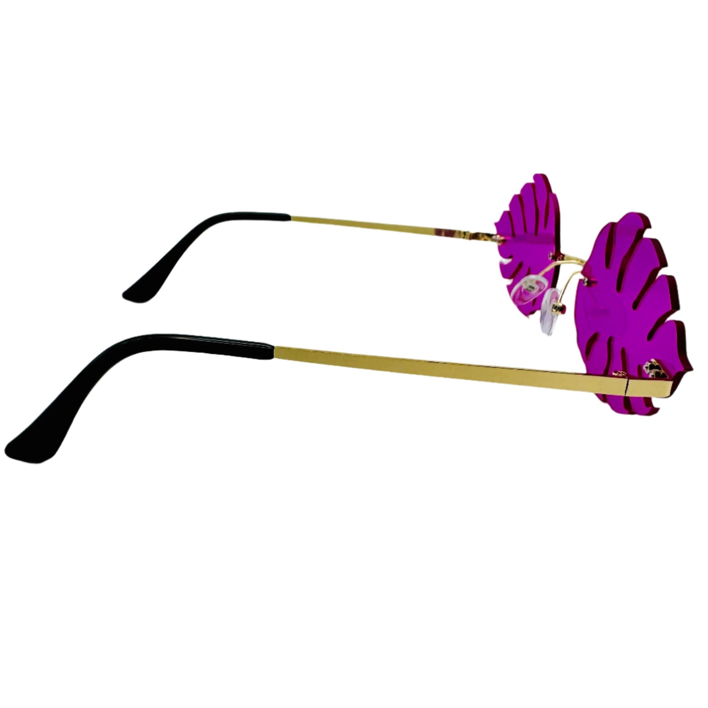 Purple Novelty Rimless Leaf Sunglasses