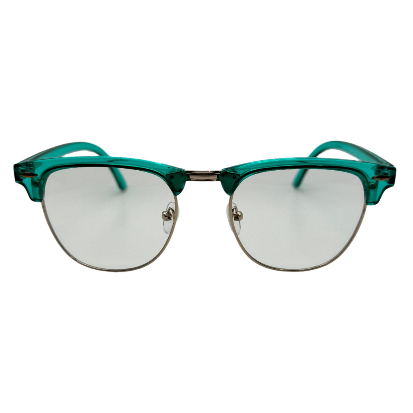 Green Browline Clear Lens Glasses