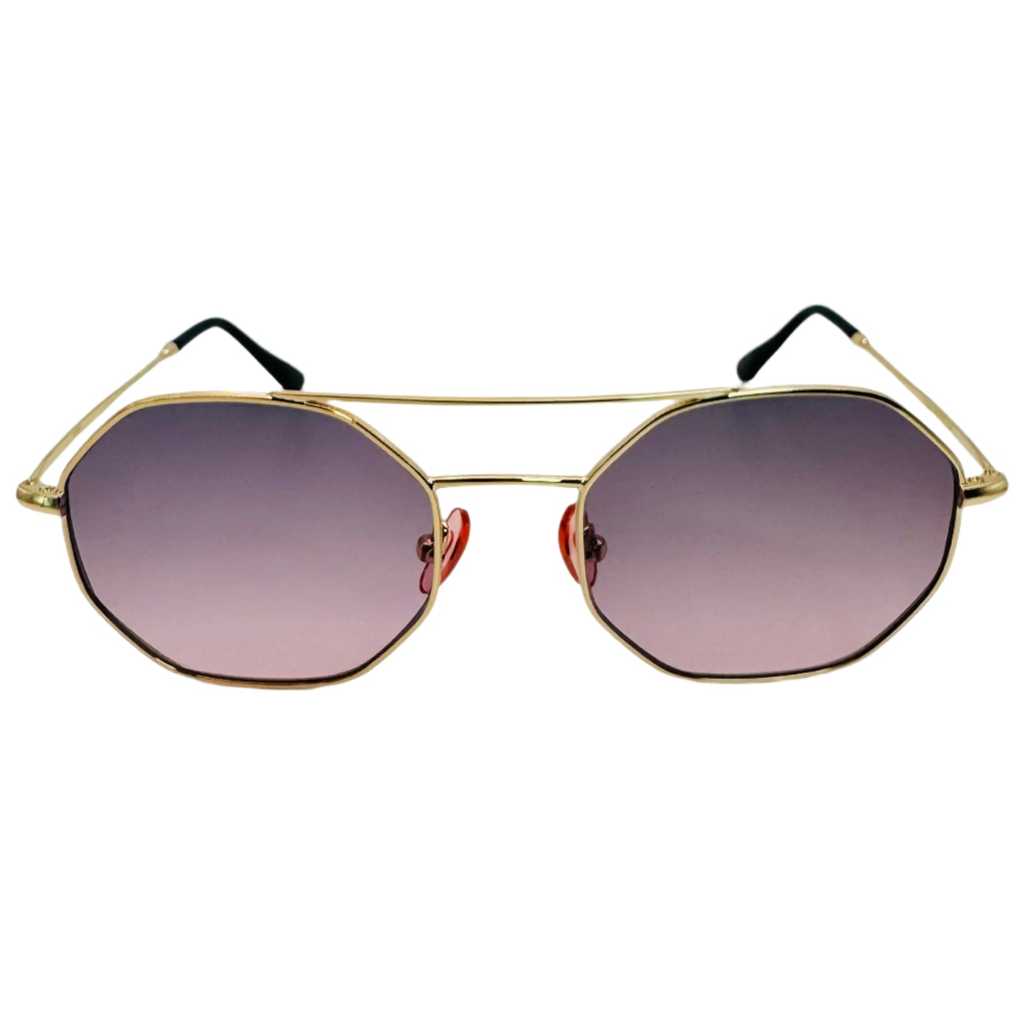 Black Two Tone Hexagon Sunglasses