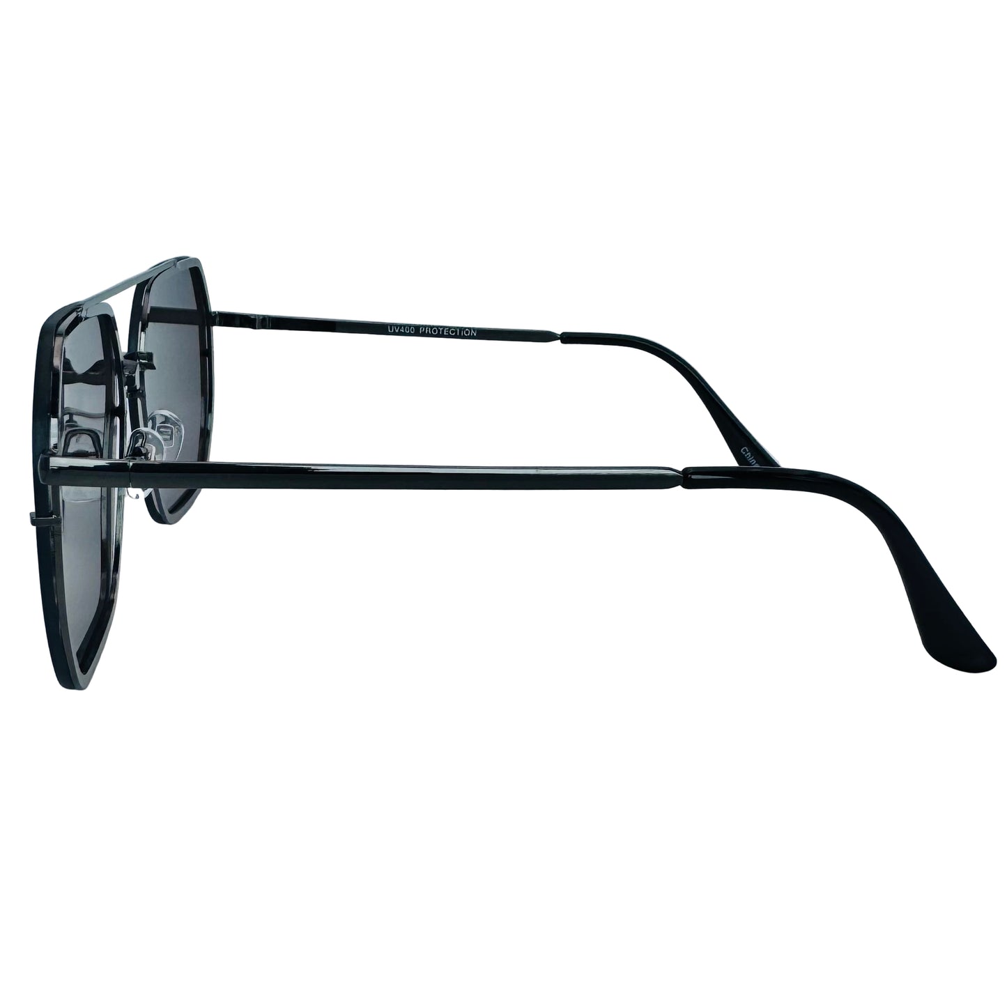 Black sunglasses with a clear background