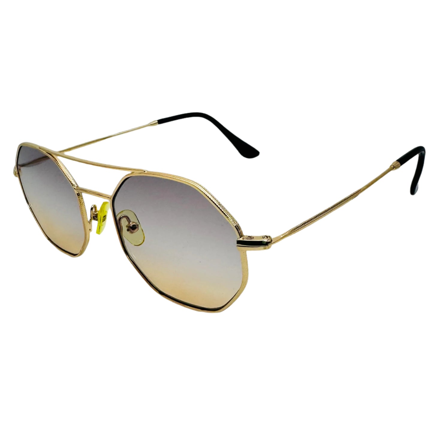 Tan Two Tone Hexagon Sunglasses