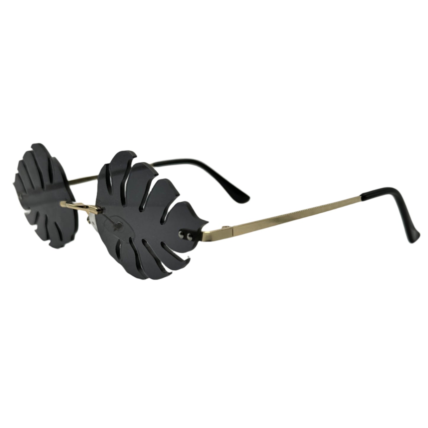Black Novelty Rimless Leaf Sunglasses