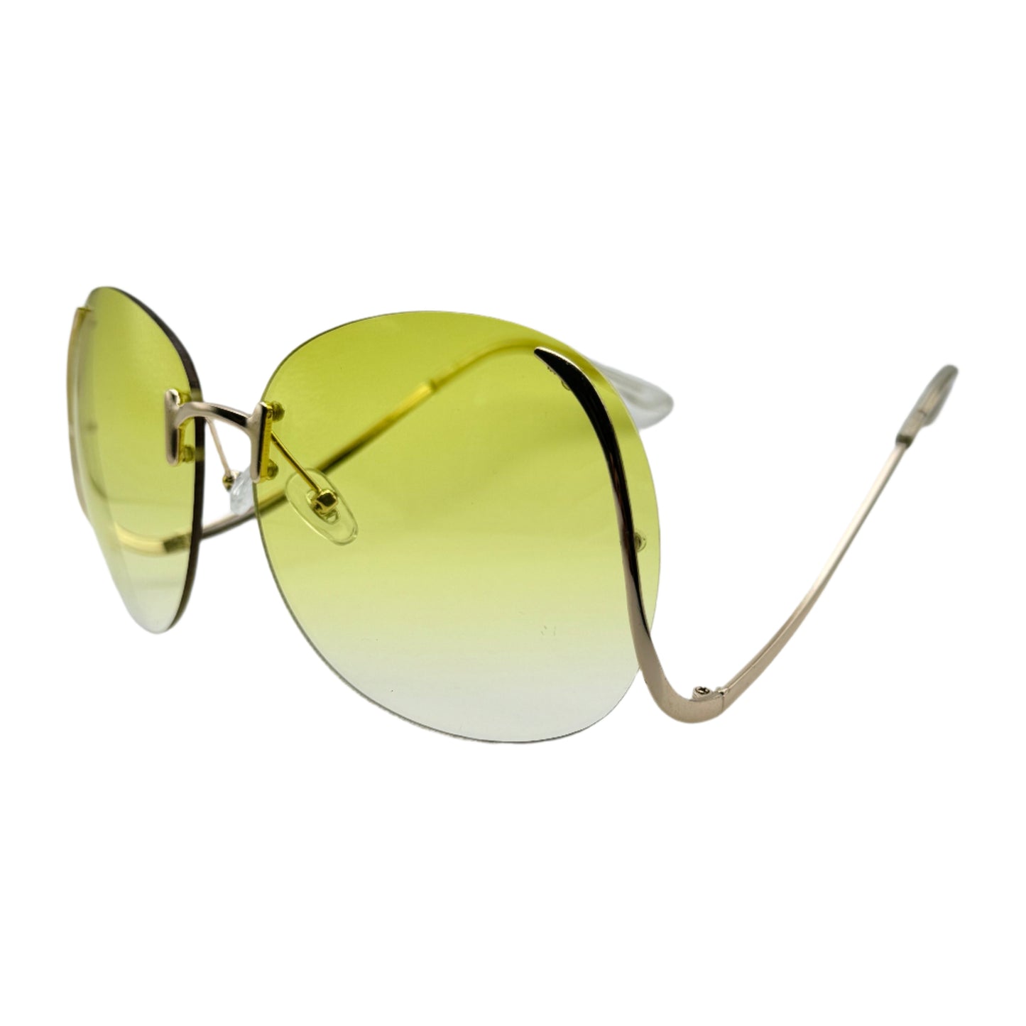 Yellow RImless Butterfly Lens Sunglasses