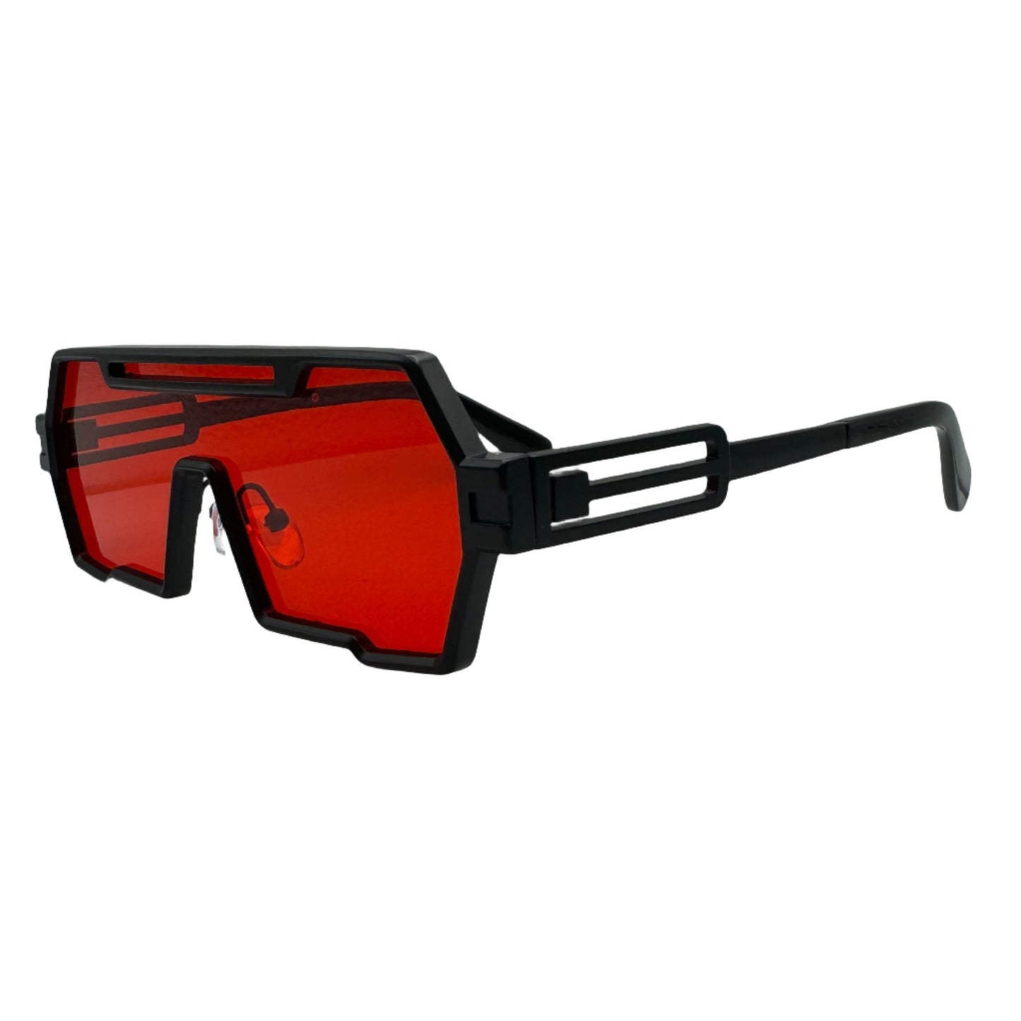 Black/Red Lens Flat Top Sunglasses