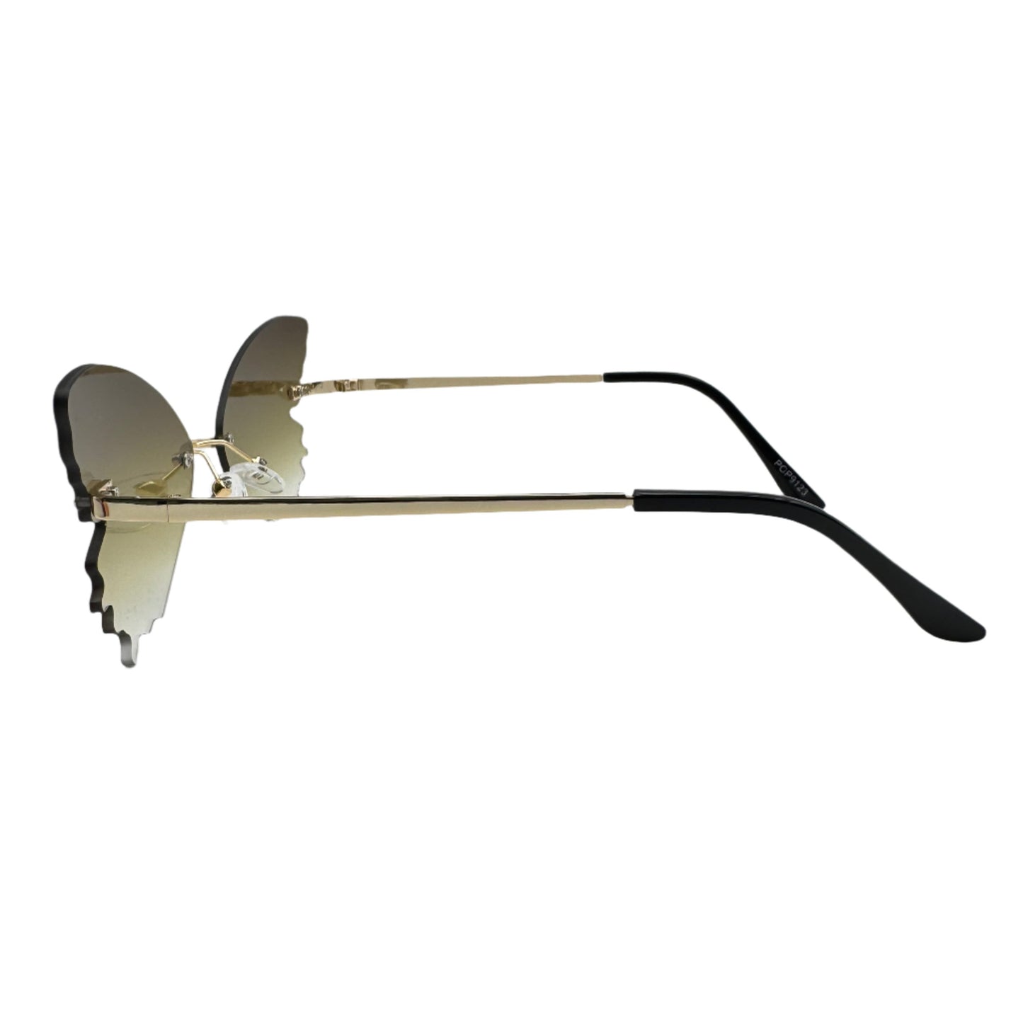 Dark Green Butterfly Wing Rimless Sunglasses