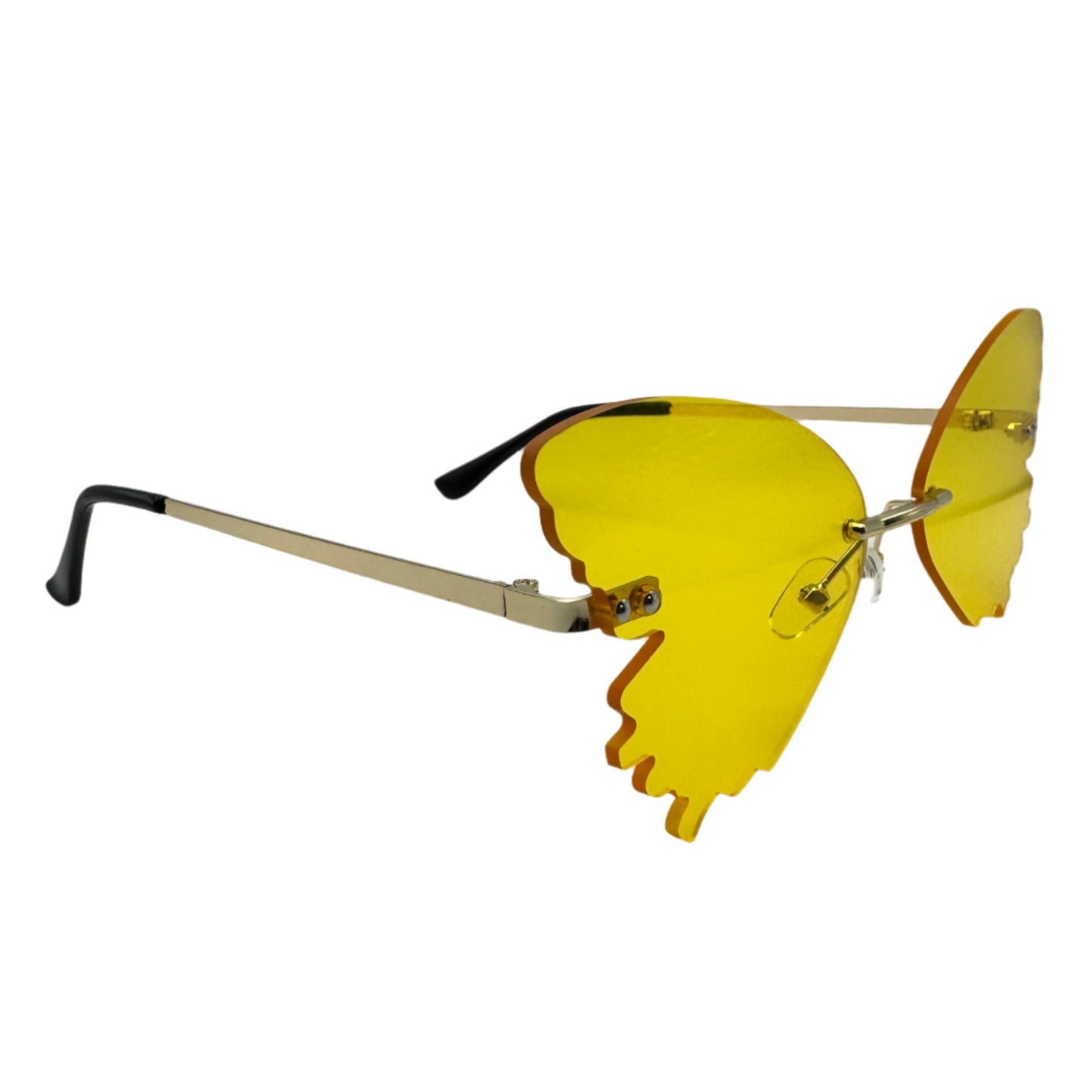 Yellow Butterfly Wing Rimless Sunglasses