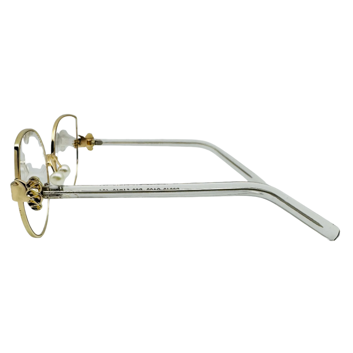 Gold and silver eyeglasses on a white background