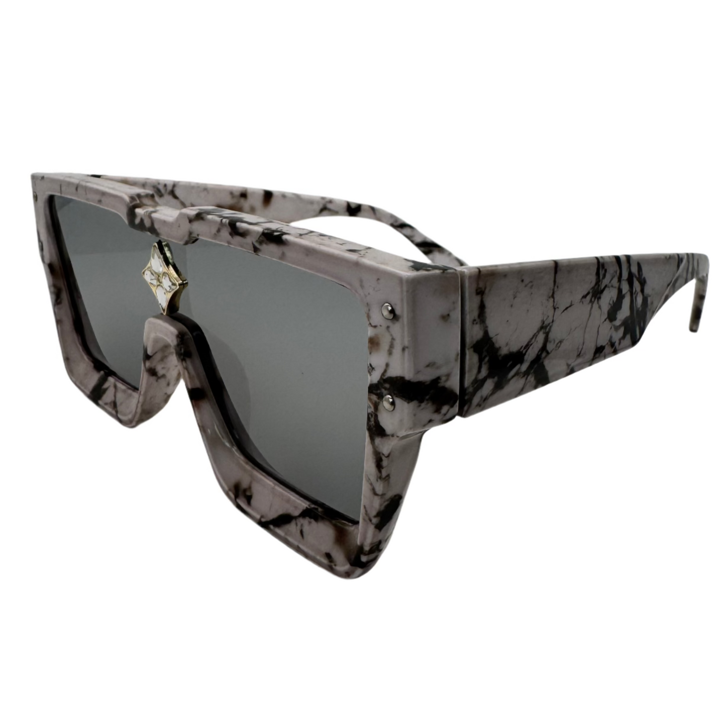 Grey Marble Single Piece Lens Sunglasses