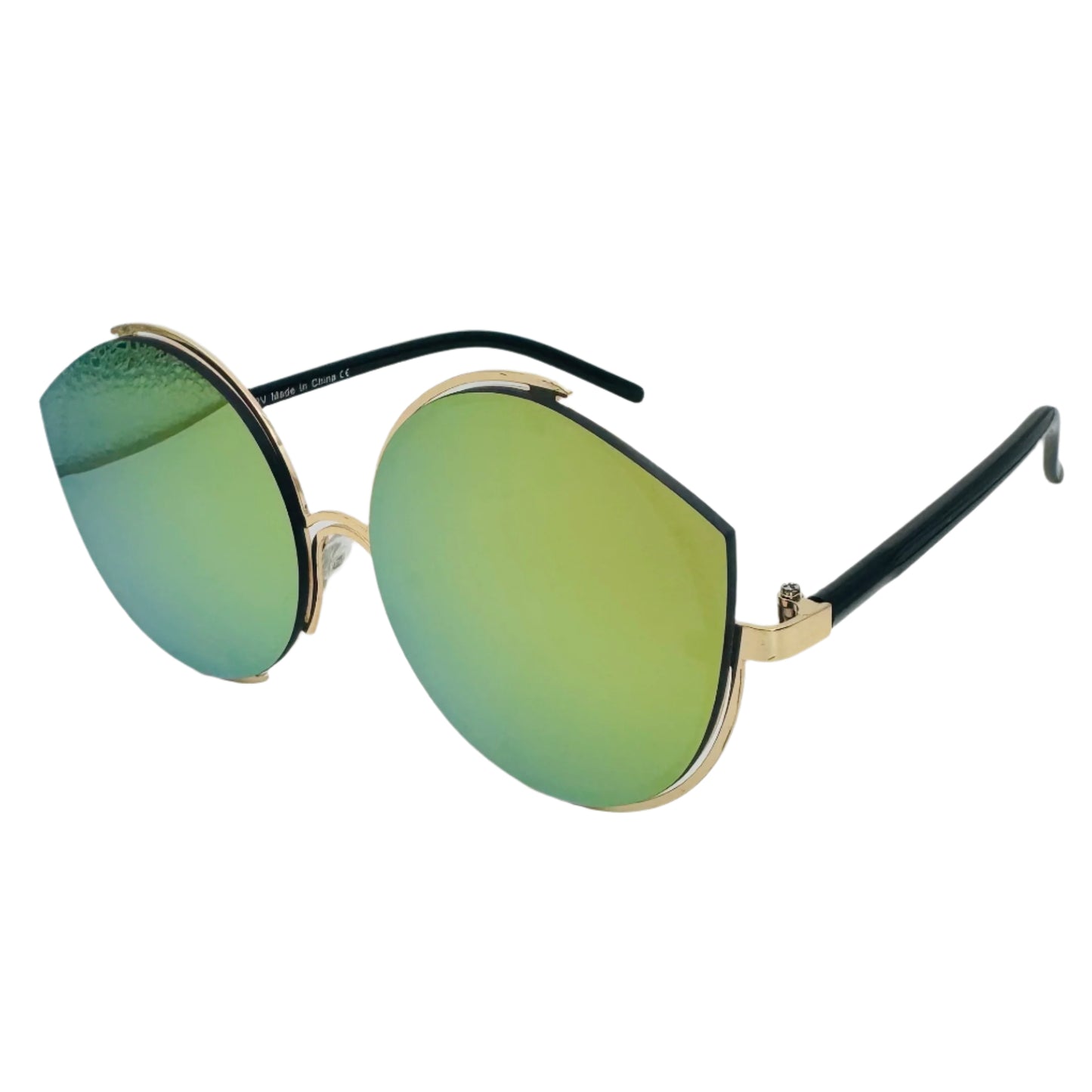 Rose Gold Mirror Rimless Luxe Circle Sunglasses