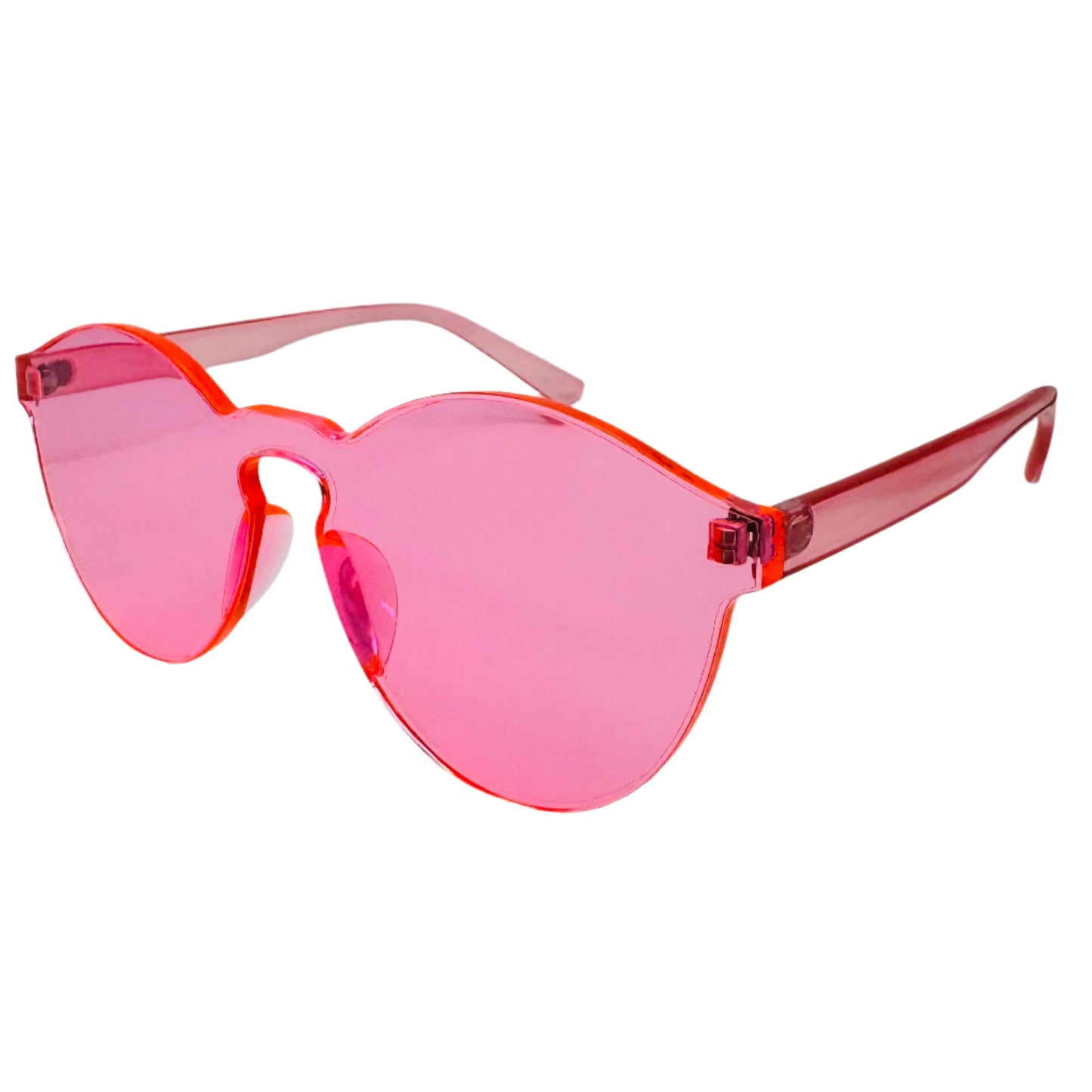 Pink Rimless Round Acrylic Sunglasses