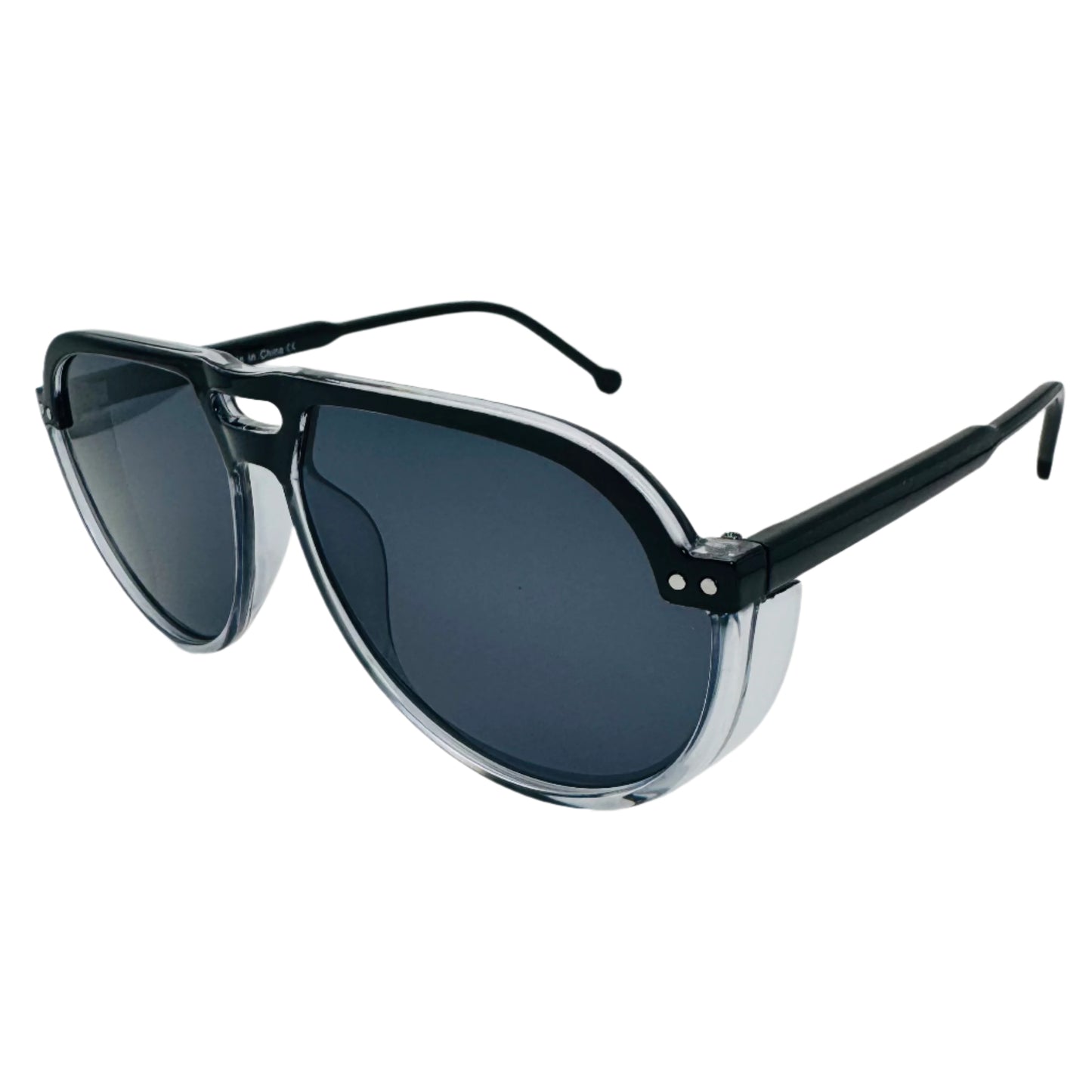 Black Aviator Sunglasses with Semi Round Lenses