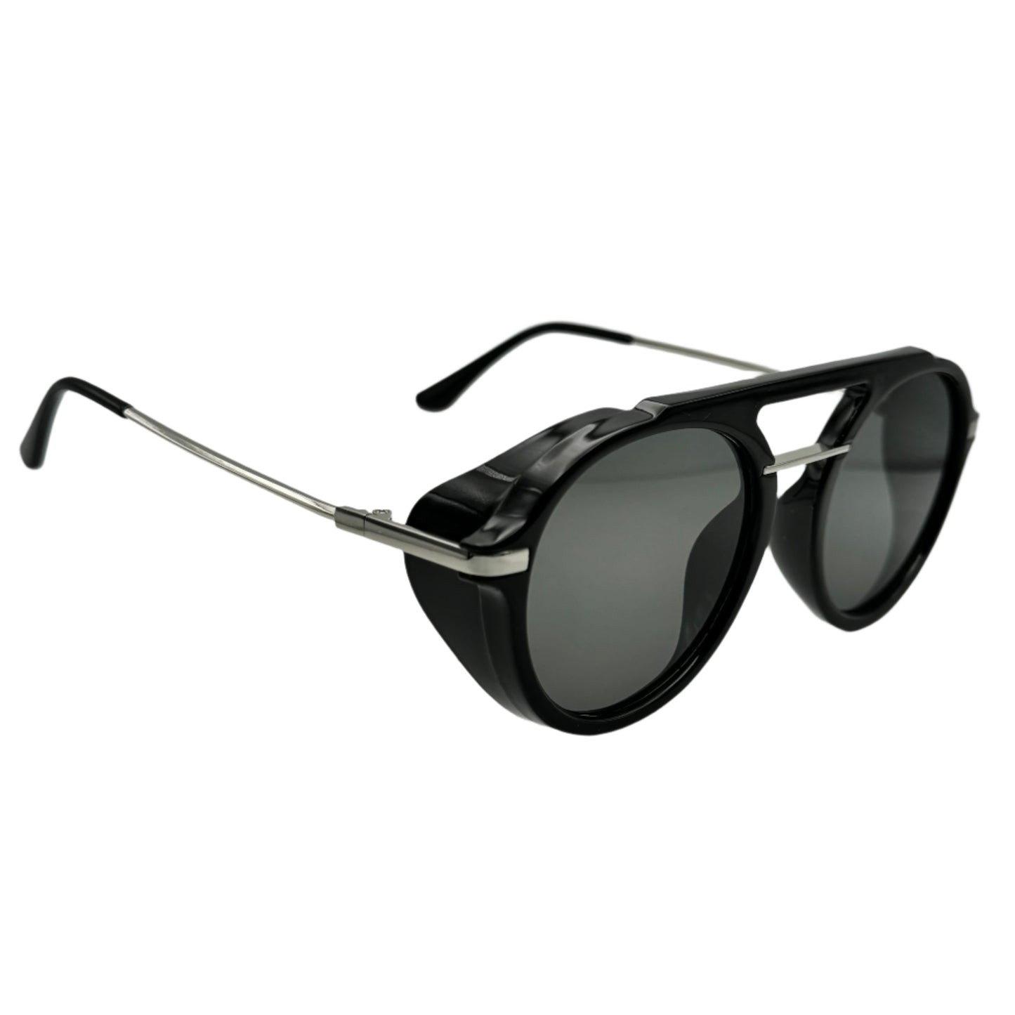 Black Round Aviator Sunglasses