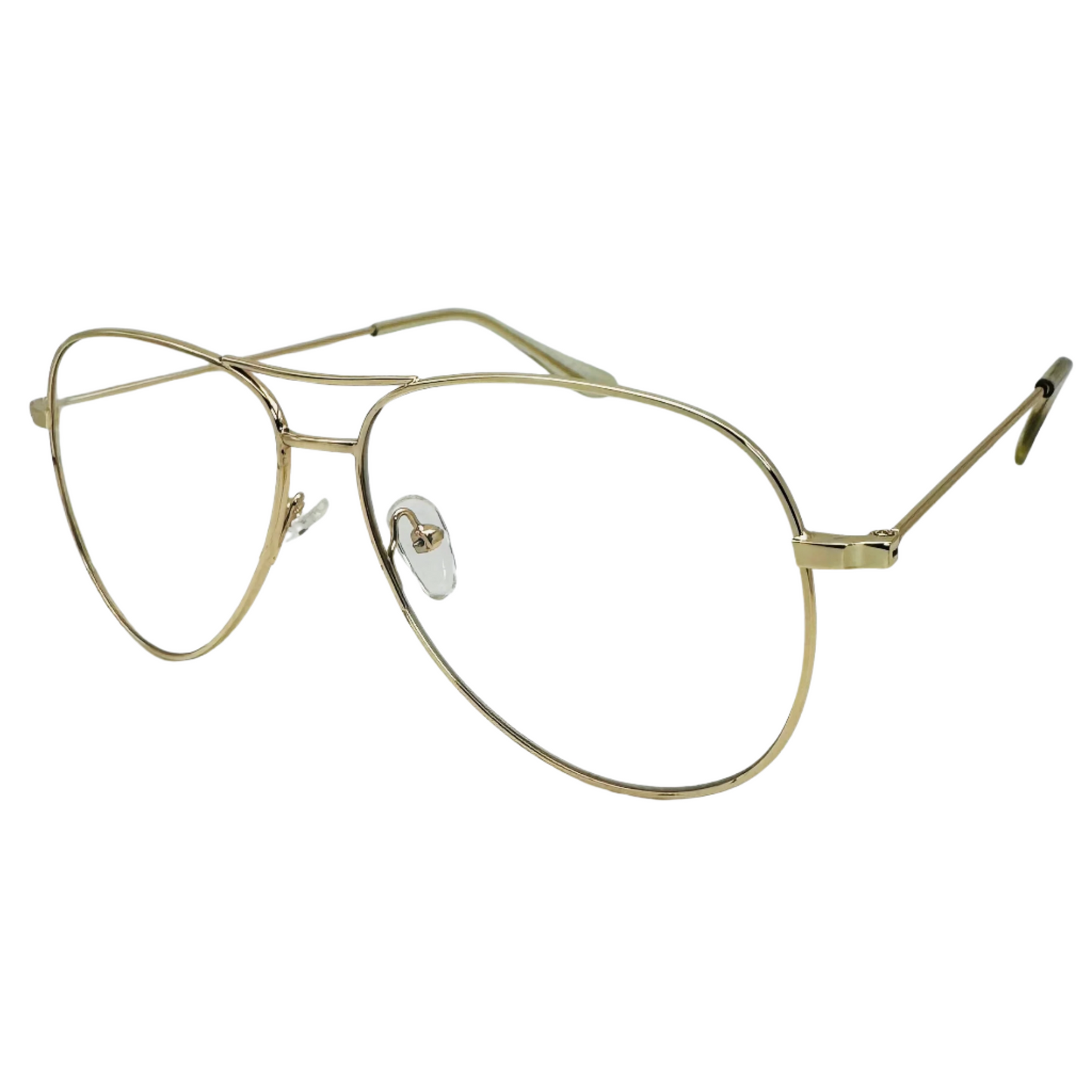 Gold Clear Lens Aviator Glasses - Non Prescription
