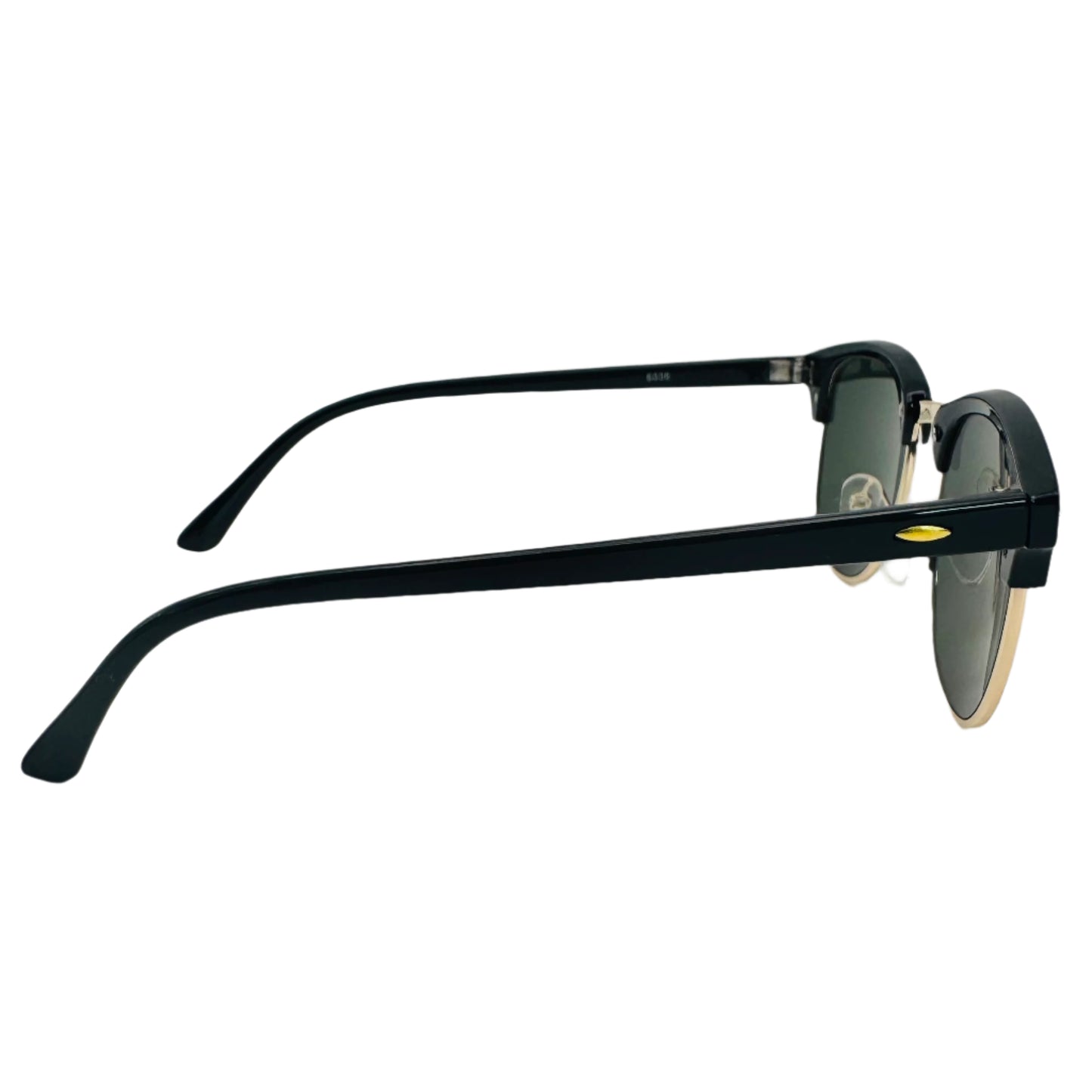 Black/Green Browline Semi-Rimles Sunglasses