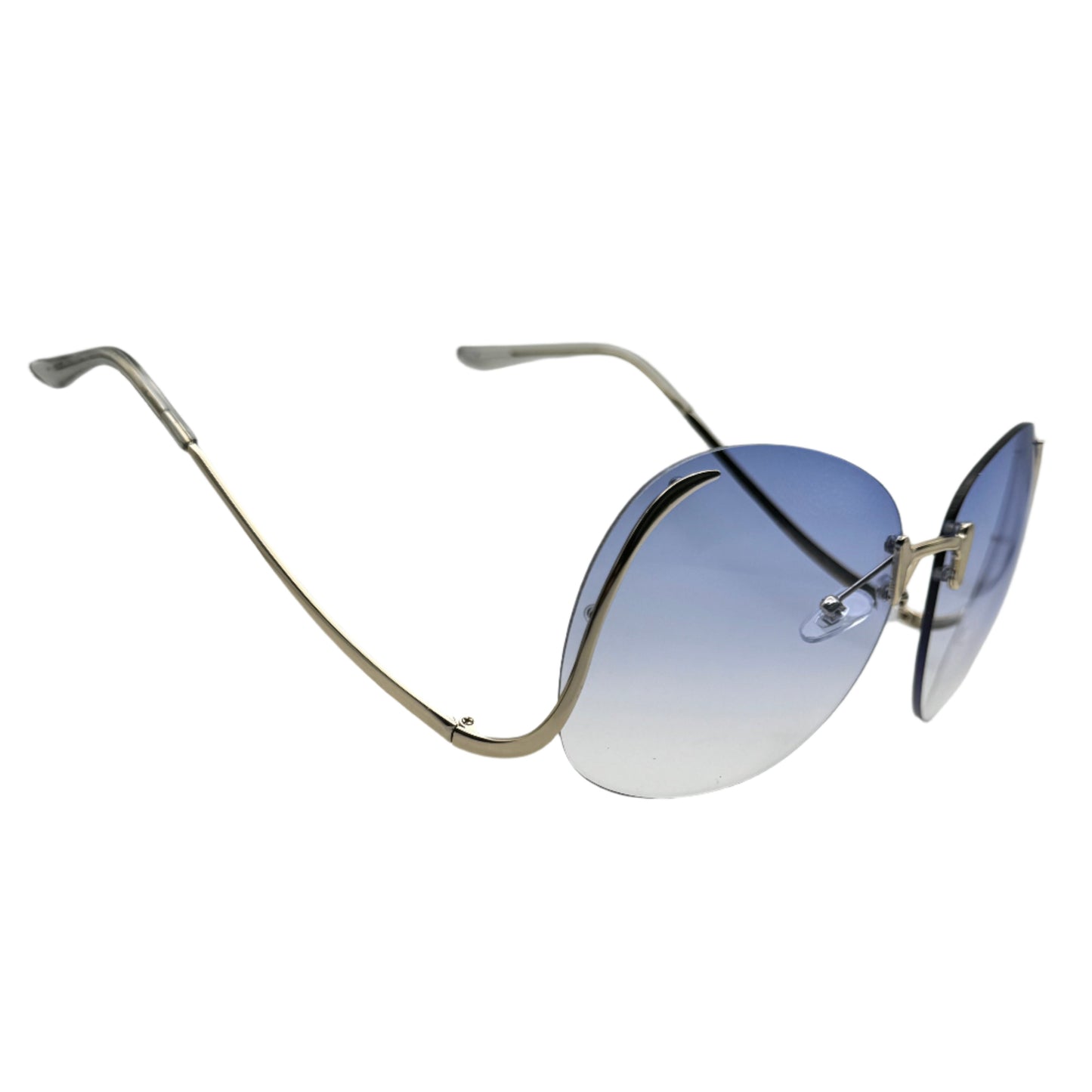 Blue RImless Butterfly Lens Sunglasses