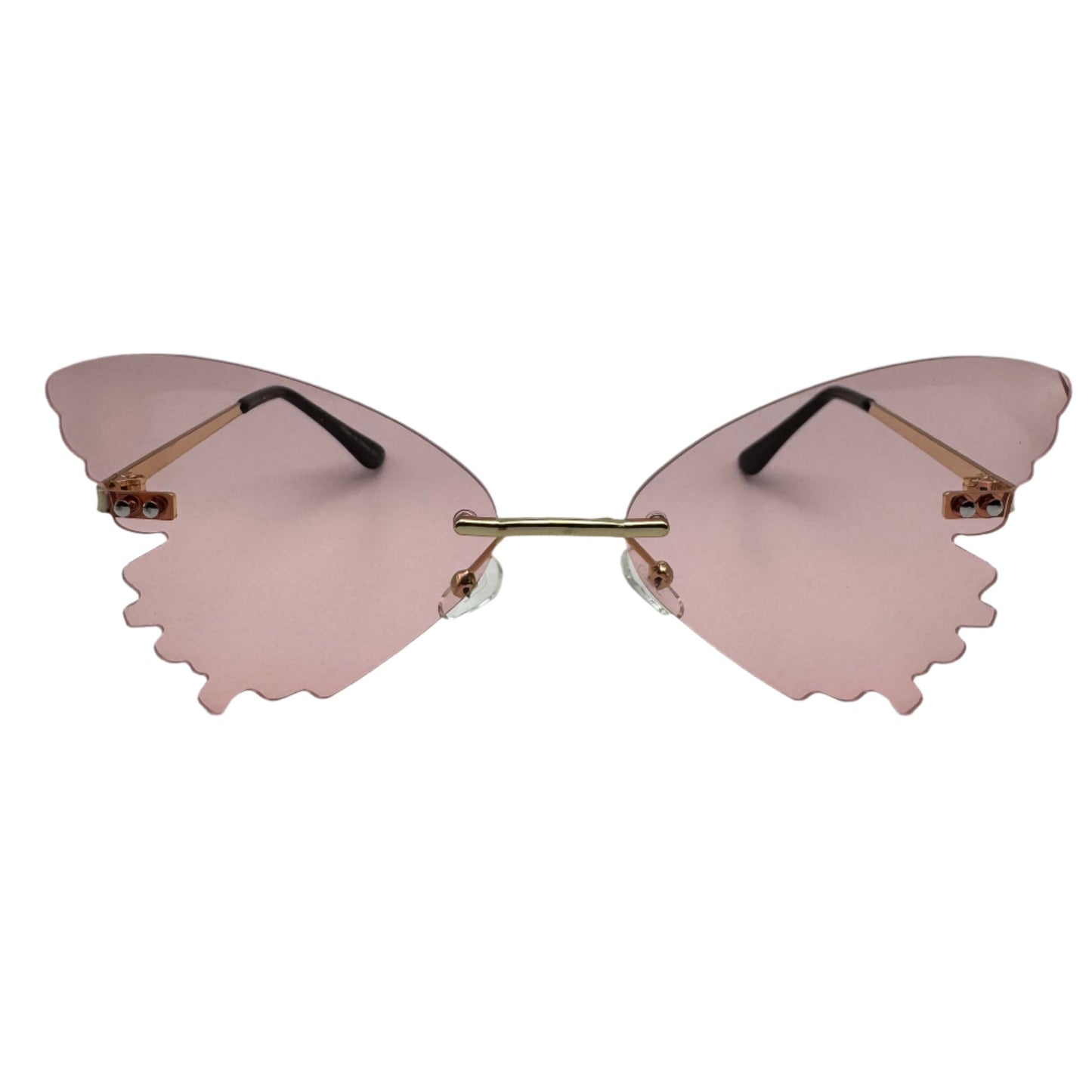 Pink Butterfly Wing Rimless Sunglasses