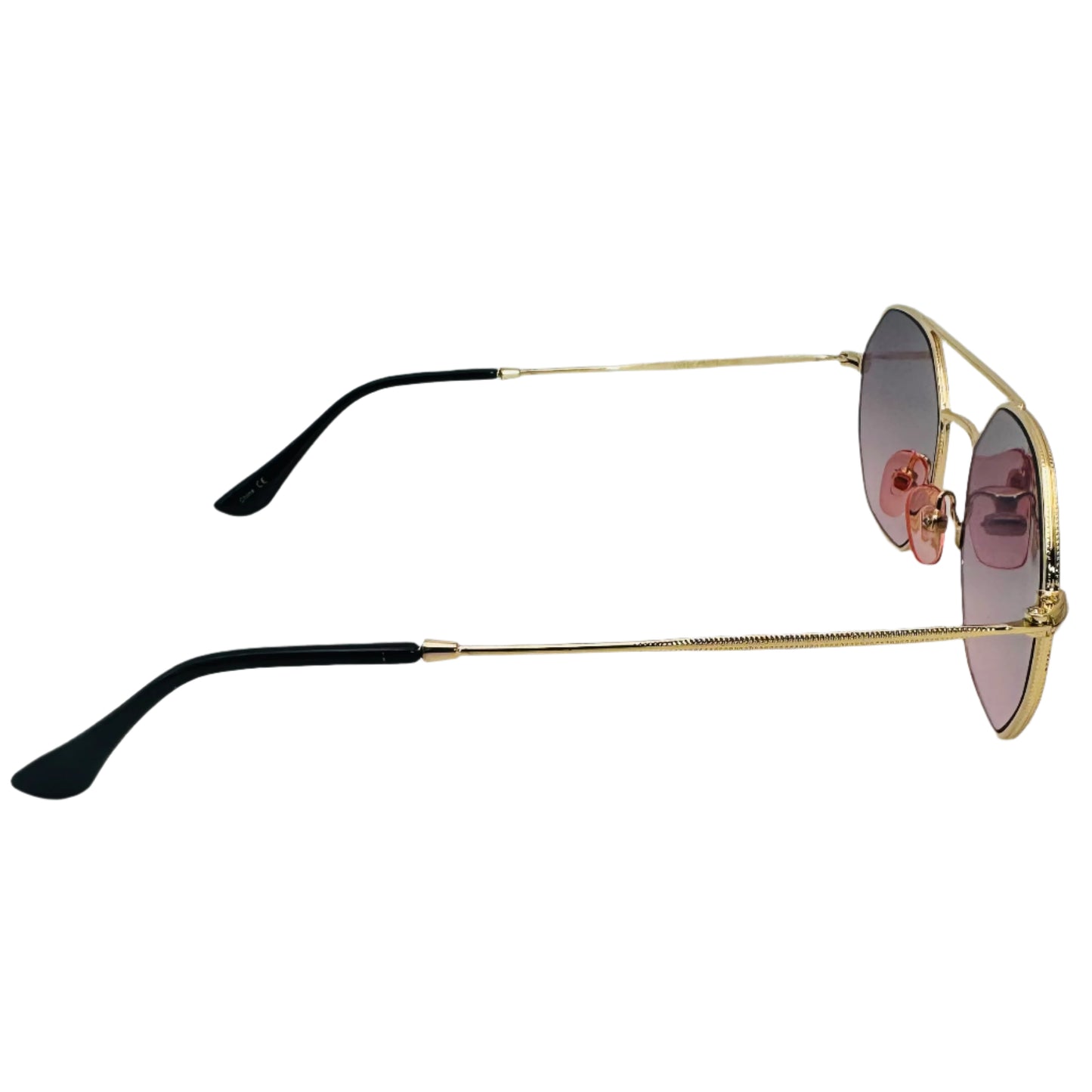 Black Two Tone Hexagon Sunglasses