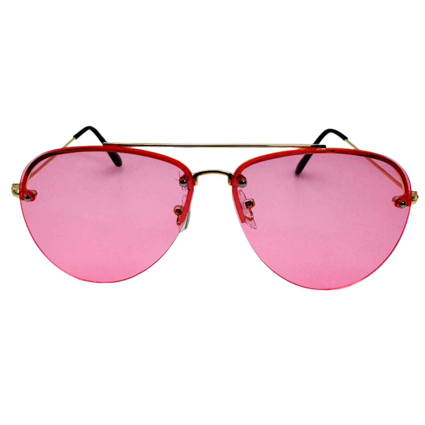 Pink Rimless Aviator Sunglasses