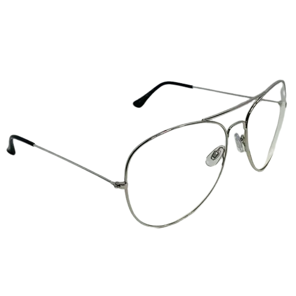 Silver eyeglasses on a white background