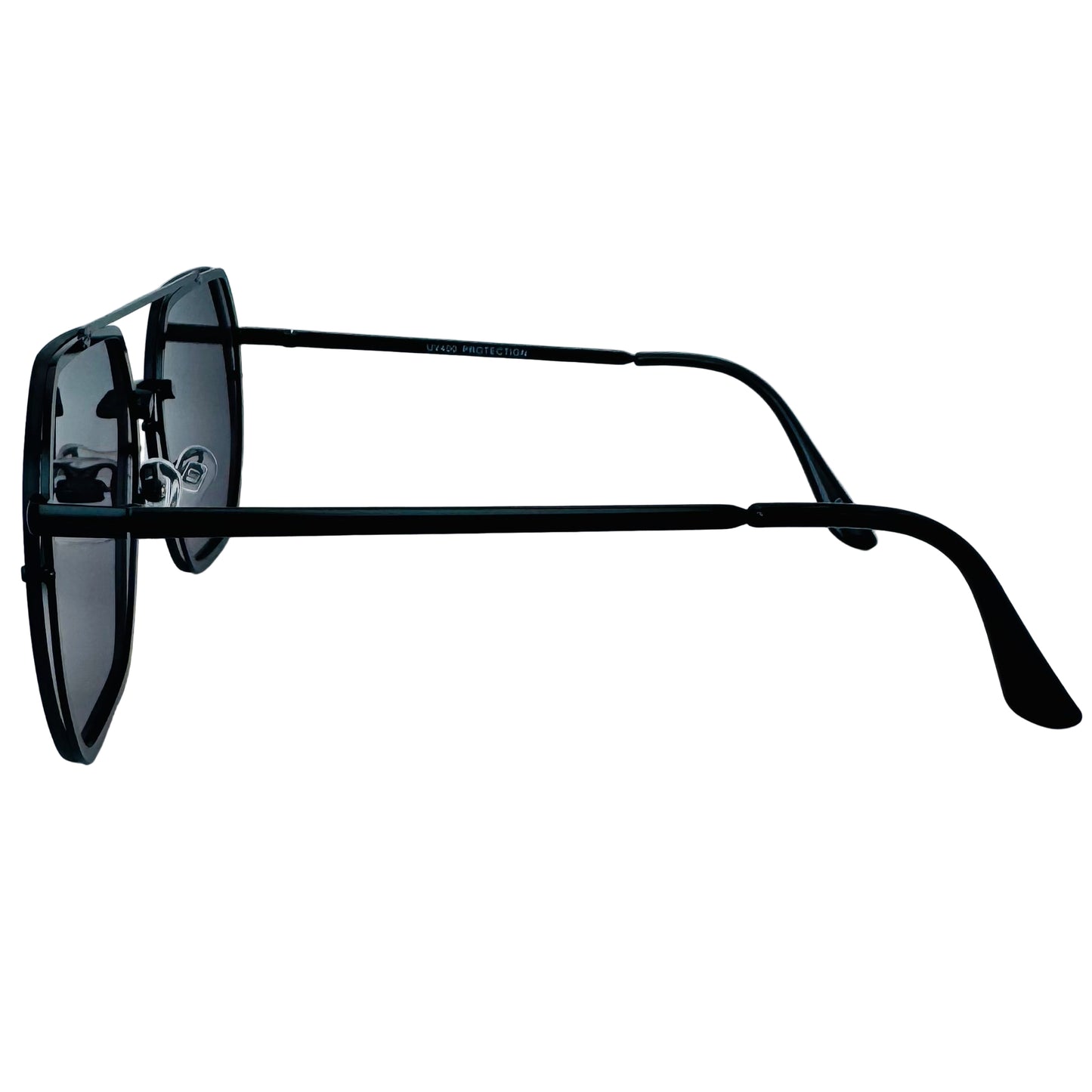 Black sunglasses on a light gray background
