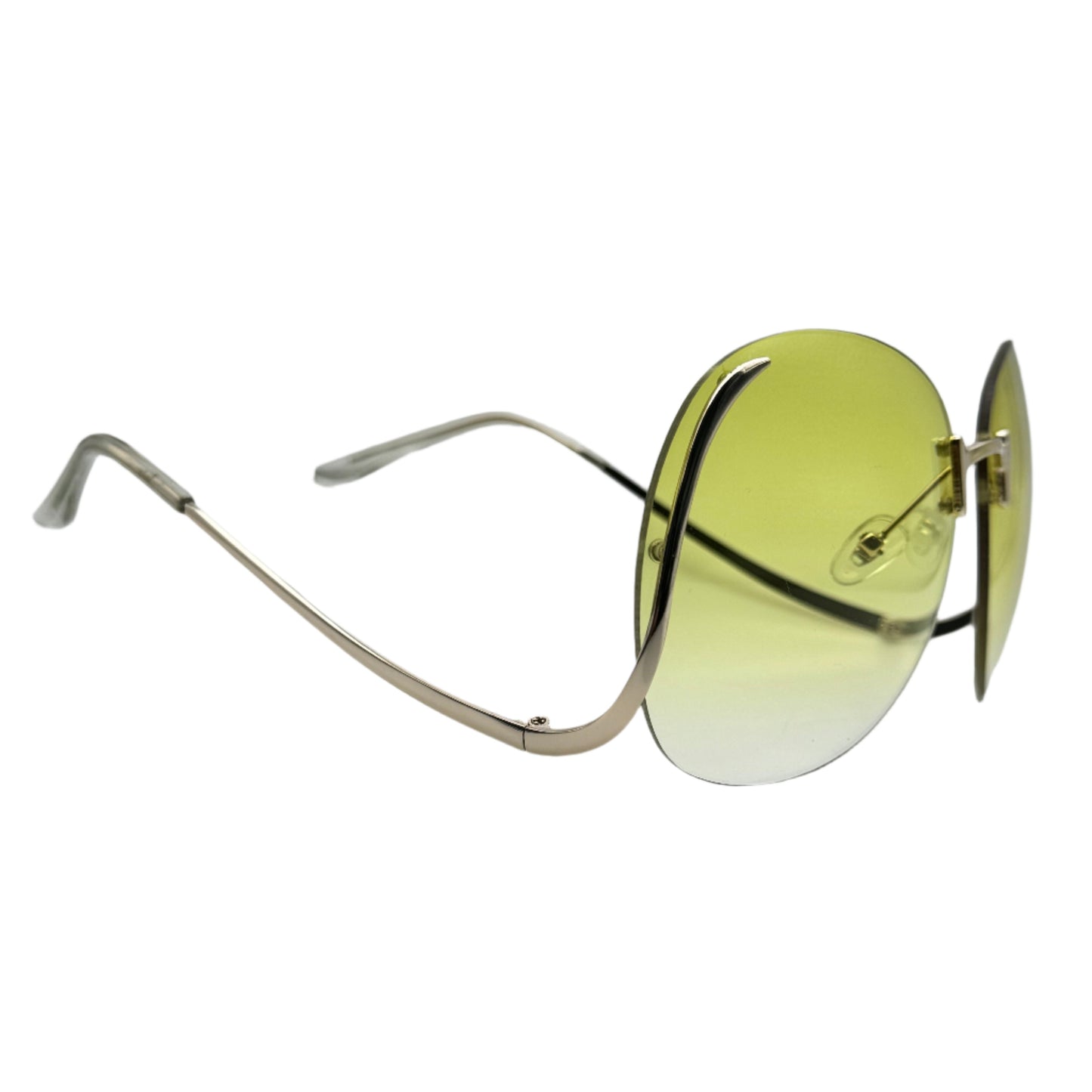 Yellow RImless Butterfly Lens Sunglasses