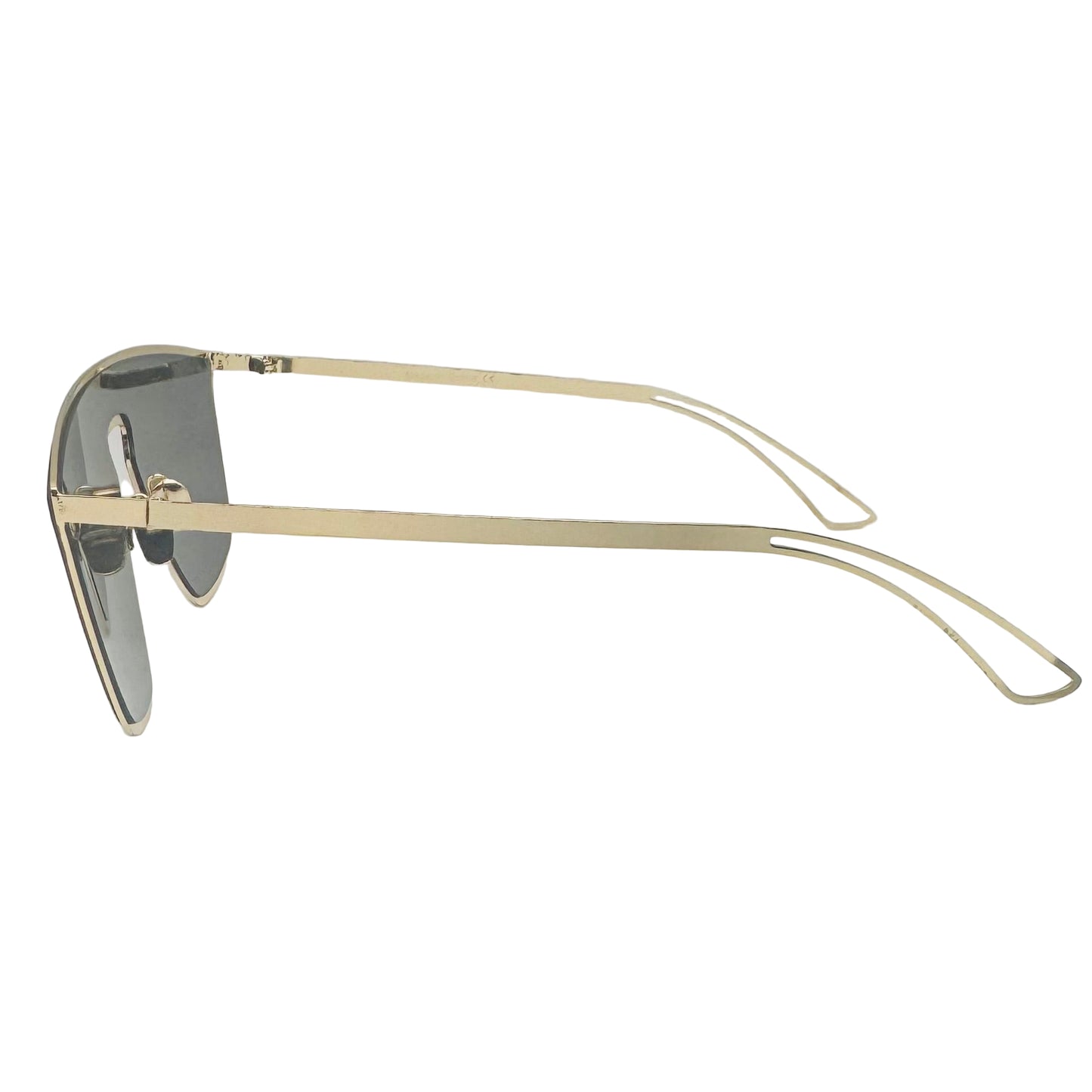 Gold-framed sunglasses on a light gray background