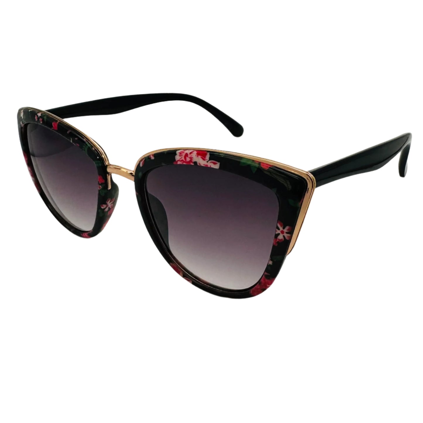 Pink & Black Floral Cateye Sunglasses