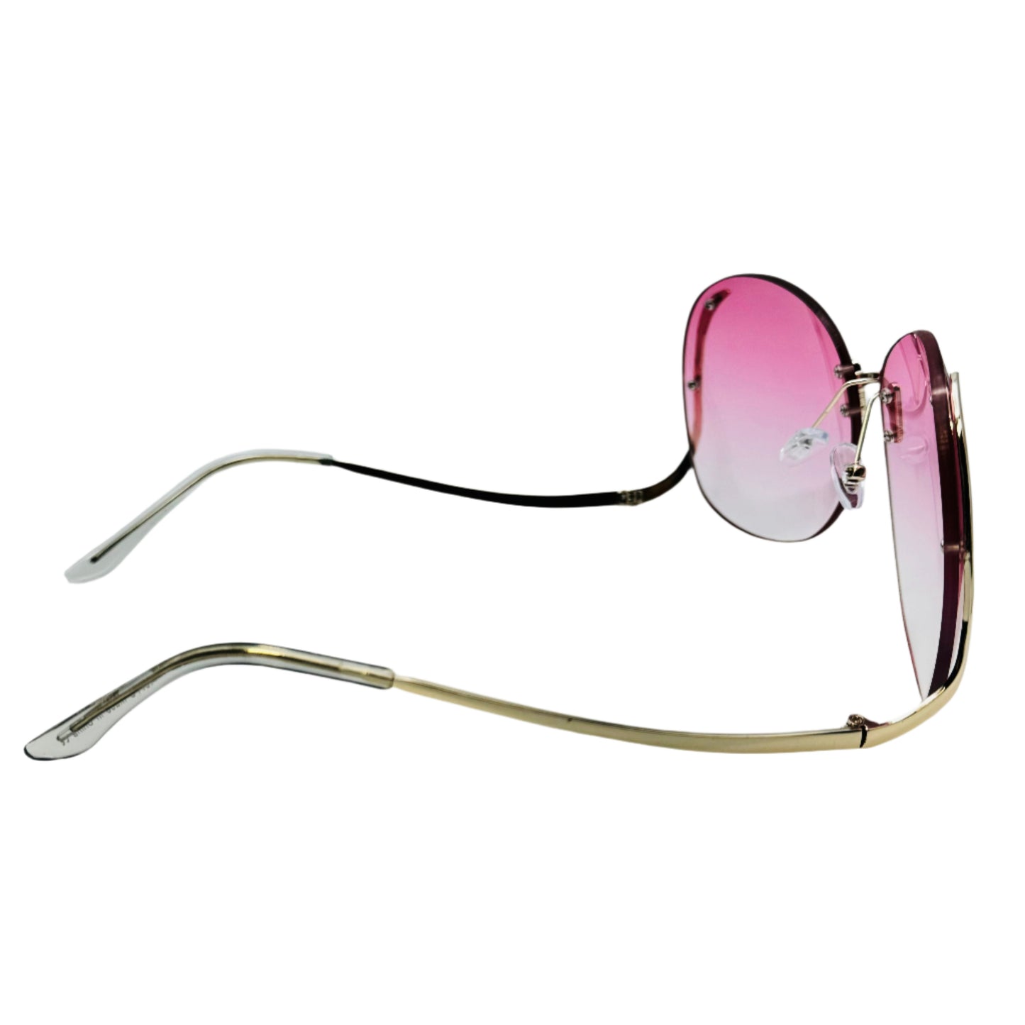 Pink RImless Butterfly Lens Sunglasses
