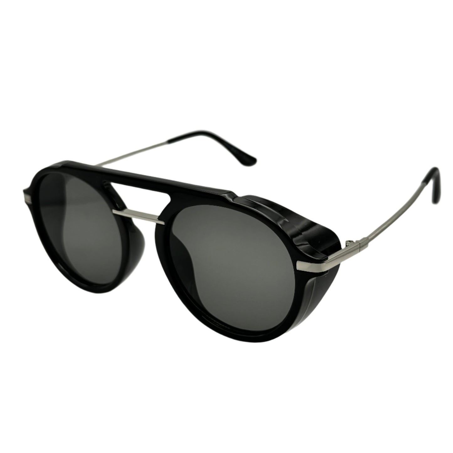 Black Round Aviator Sunglasses