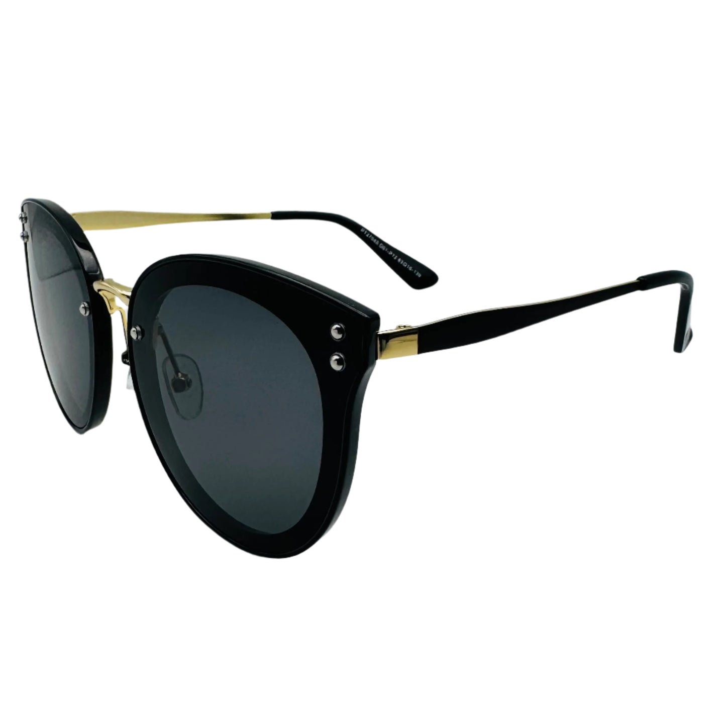 Black and gold sunglasses on a white background