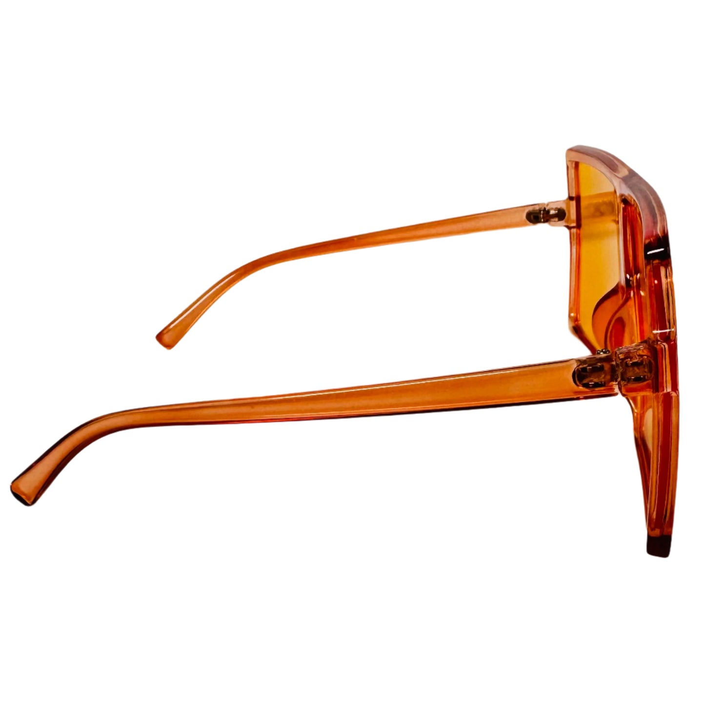 Orange Large Square Sunglasses with Transparent Frame