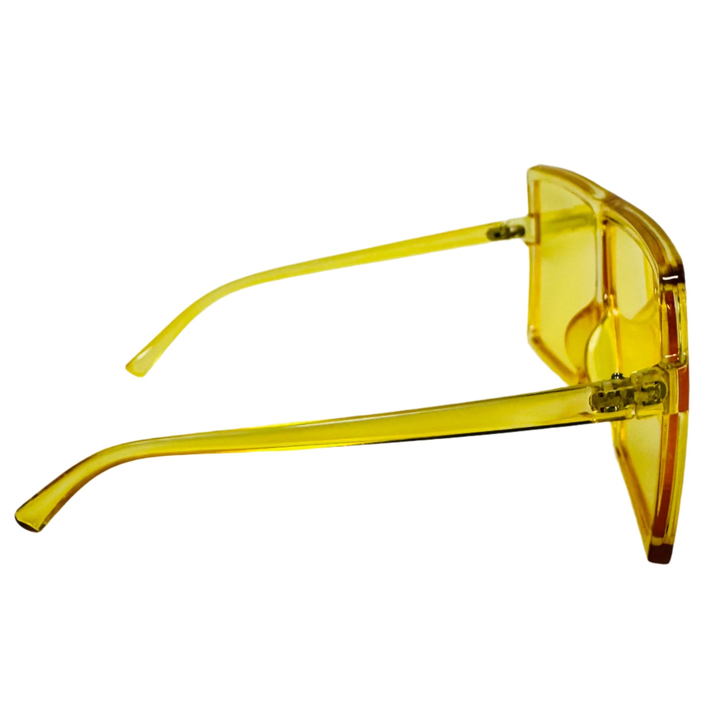 Yellow Large Square Sunglasses with Transparent Frame