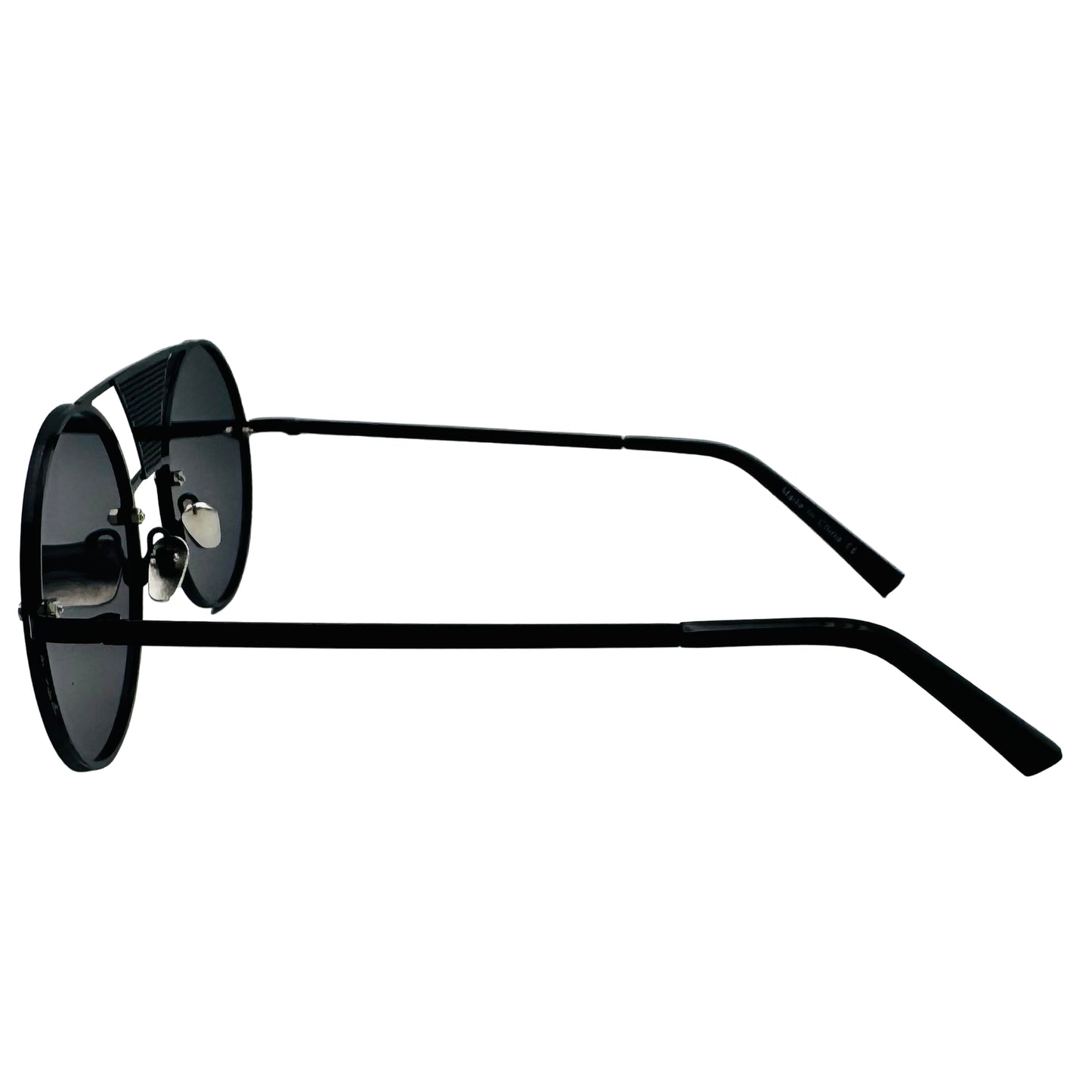 Black sunglasses on a white background