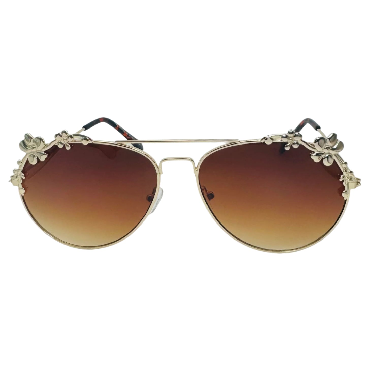 Gold/Brown Floral Aviator Sunglasses