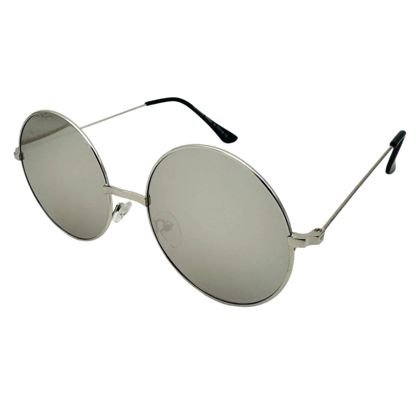 Silver Mirror Lens Circle Sunglasses - Silver Frame