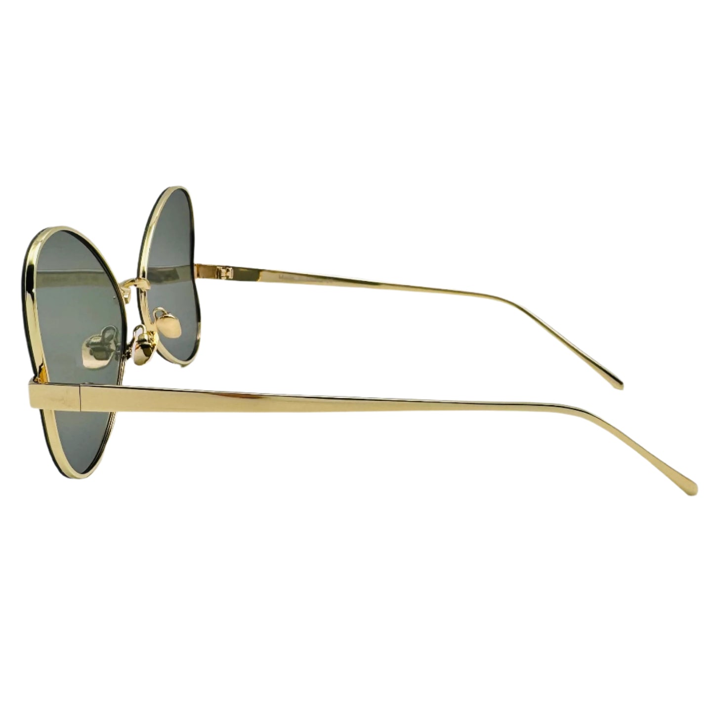 Gold-framed sunglasses on a white background