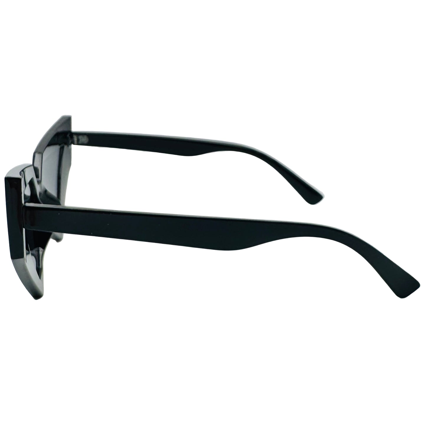 Black sunglasses on a white surface