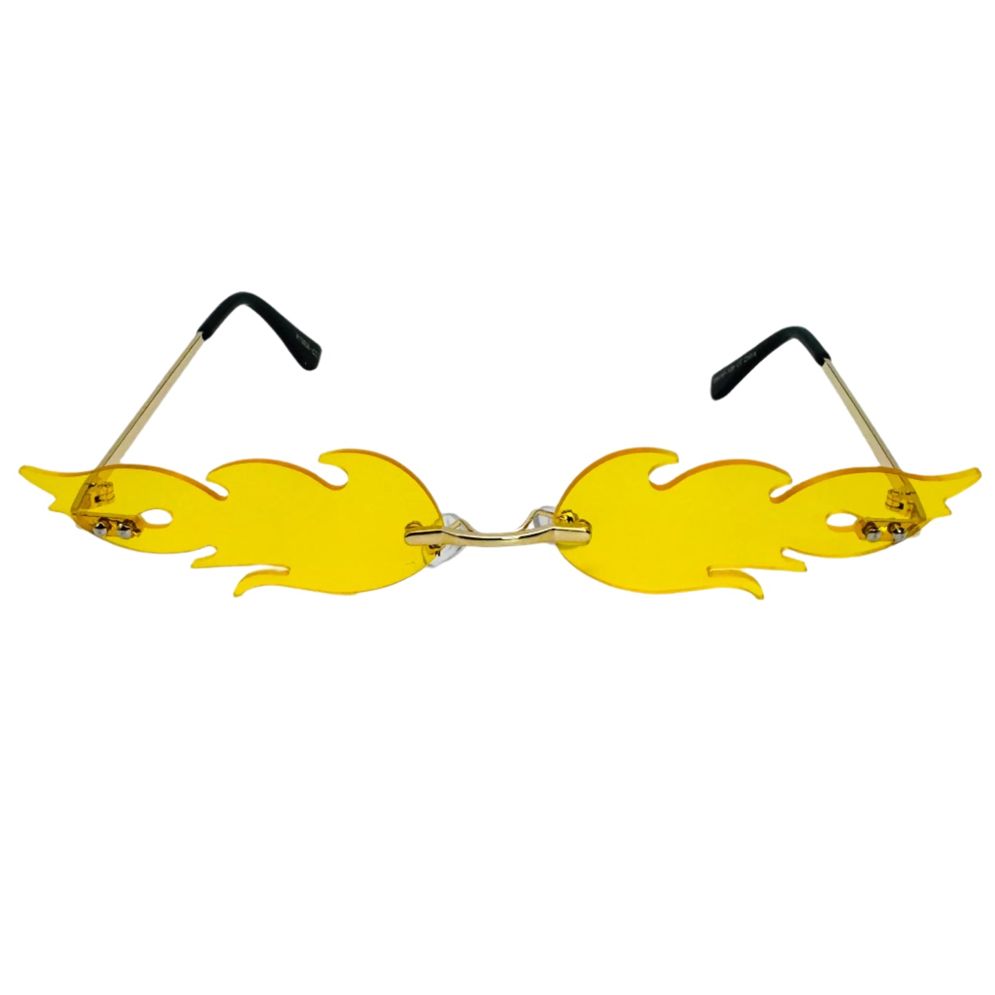 Yellow Rimless Lens Flame Sunglasses