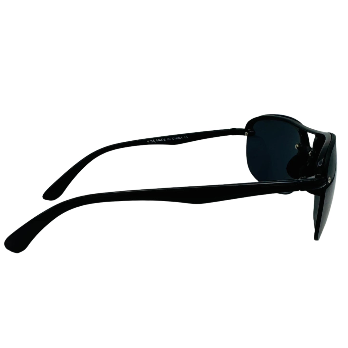 Black Lens Semi-Wrap Sport Sunglasses