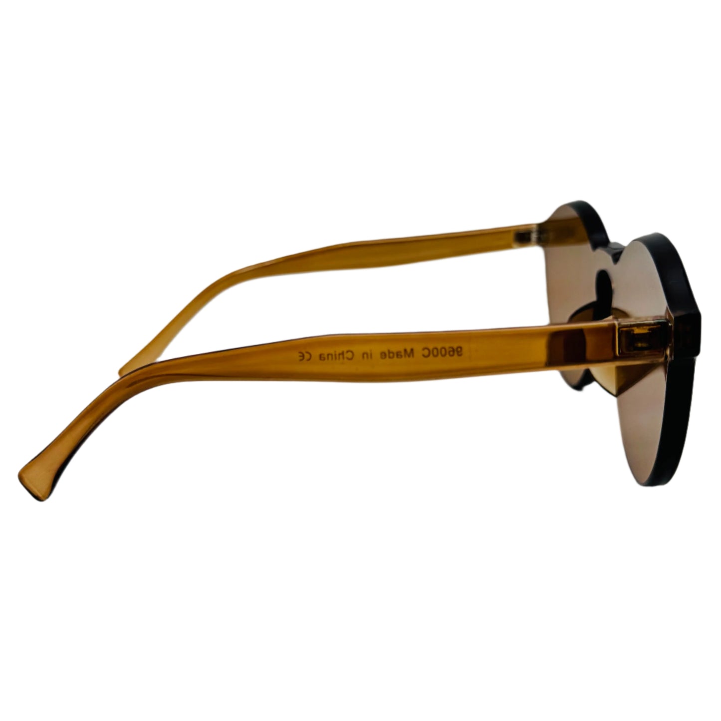 Brown Rimless Round Acrylic Sunglasses