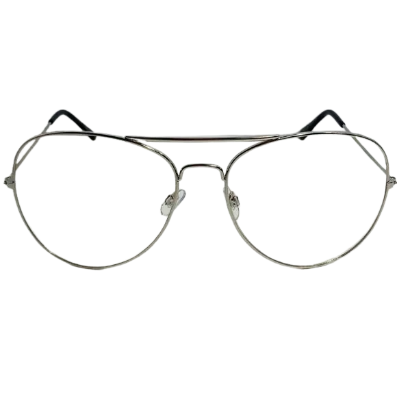 Aviator-style eyeglasses on a white background