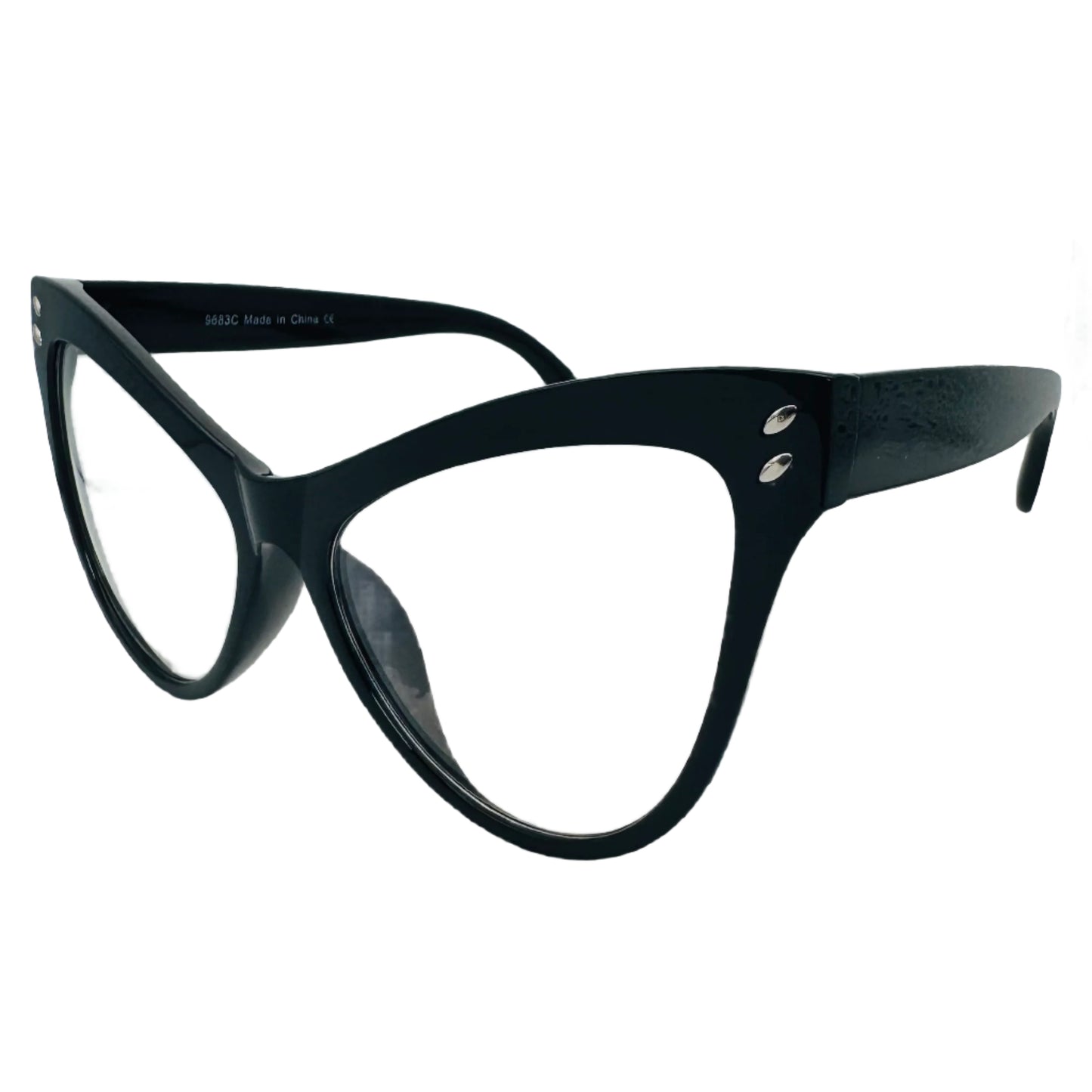 9250 (C) | Large Clear Lens Catyeye Glasses - Non Prescription