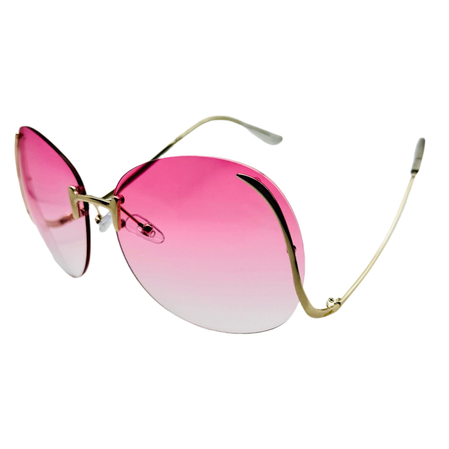 Pink RImless Butterfly Lens Sunglasses
