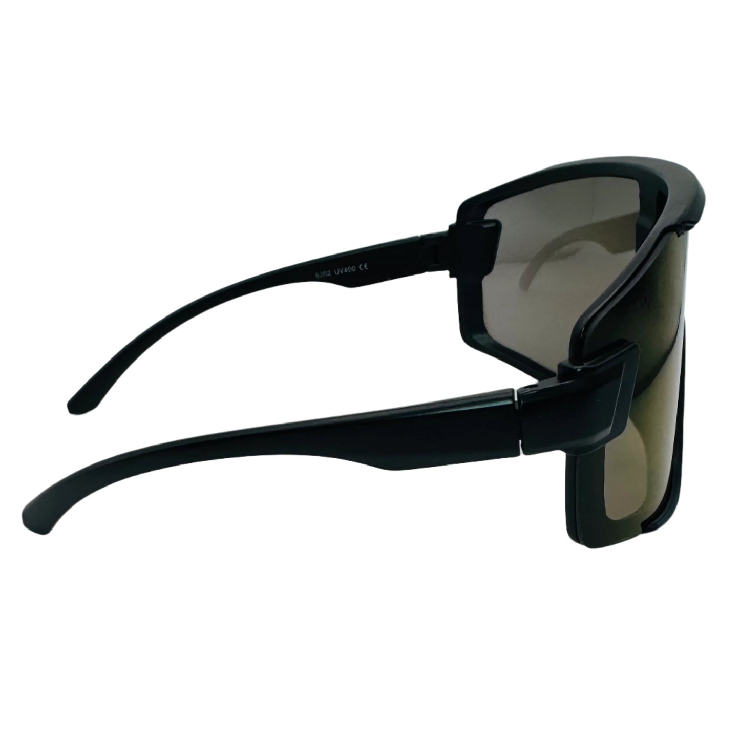 Black with Rainbow Mirror Lens Sport Wrap Sunglasses