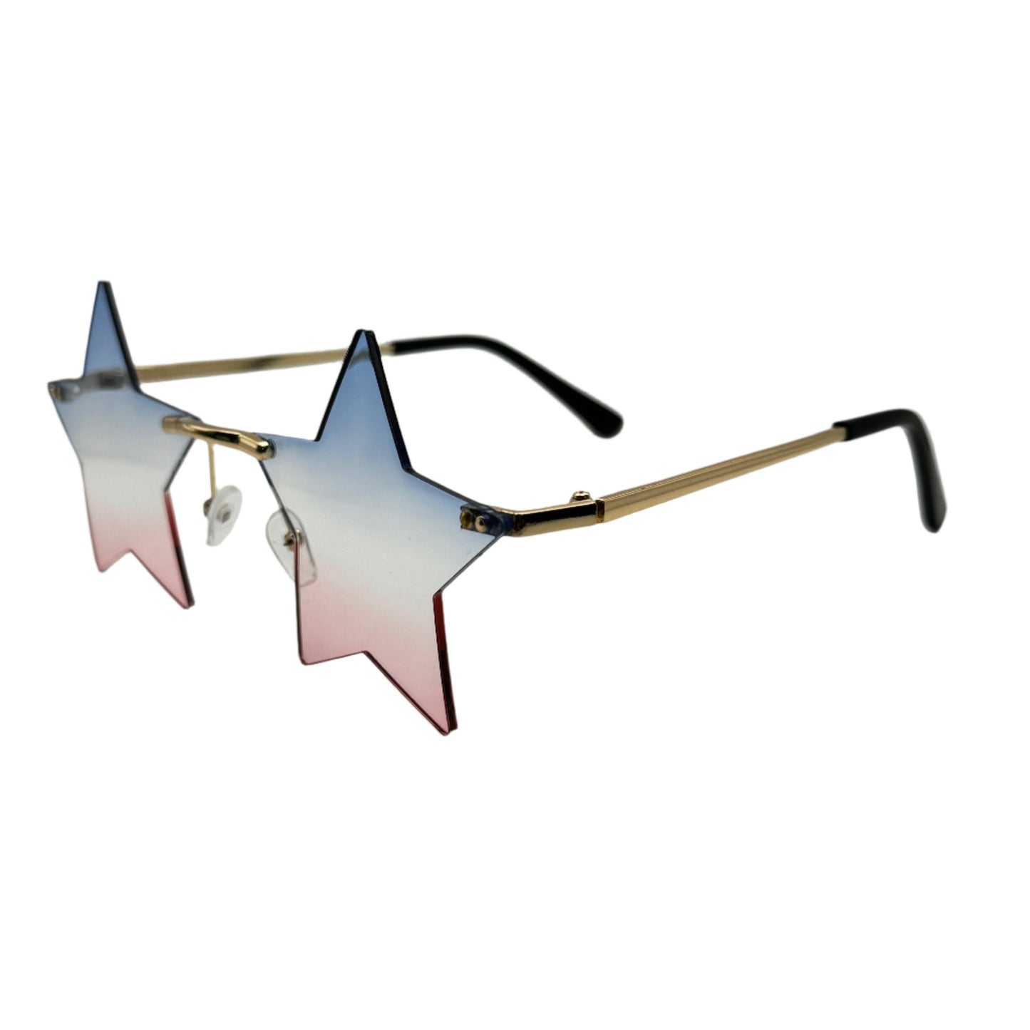 Blue/Red Rimless Star Sunglasses