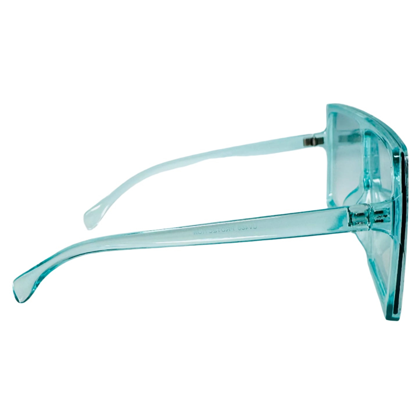 Aqua Large Square Sunglasses with Transparent Frame
